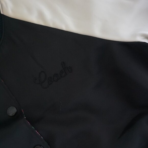 Coach New York Black Pink Floral Reversible Button Up Varsity Bomber Jacket M - Picture 9 of 15